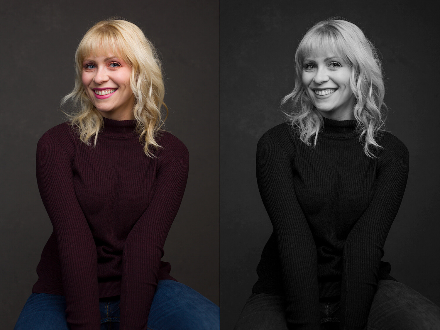 black and white vs color portrait comparison