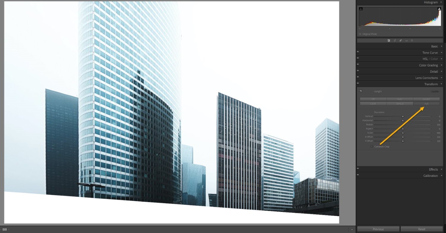 The Lightroom Transform panel